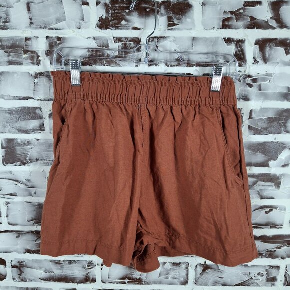 H&M Small Shorts Pull On Rust Linen Blend - Picture 1 of 4